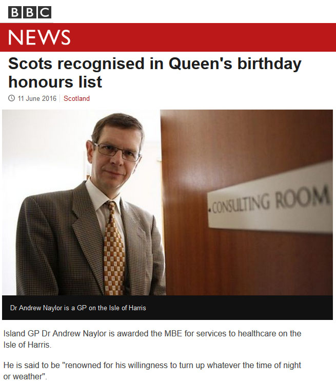 Harris doctor awarded MBE